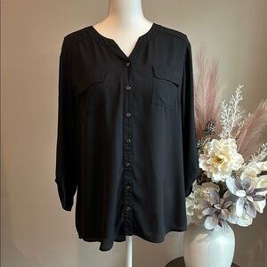 Black Button-Up Women's Top